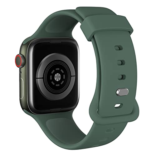 AOTUAO Sportarmband aus weichem Silikon kompatibel mit Apple Watch Armband 45mm 44mm 42mm für Damen oder Herren, Ersatzarmbänder für iWatch Series 9 8 7 6 5 4 3 2 1 SE, Pine Green von AOTUAO