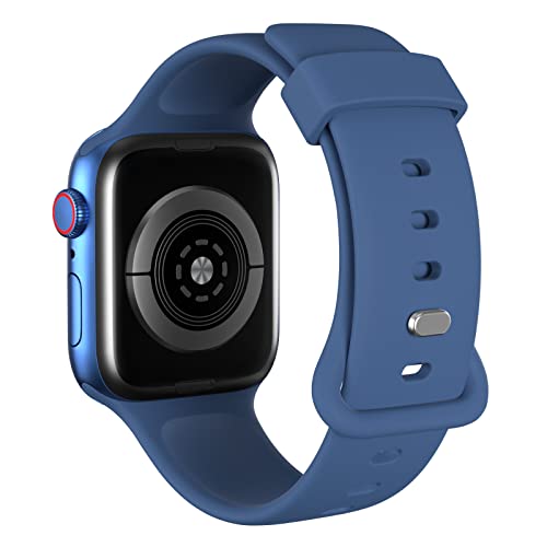AOTUAO Sportarmband aus weichem Silikon kompatibel mit Apple Watch Armband 45mm 44mm 42mm für Damen oder Herren, Ersatzarmbänder für iWatch Series 9 8 7 6 5 4 3 2 1 SE, Royal Blue von AOTUAO