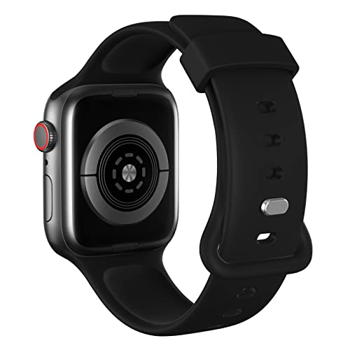 AOTUAO Sportarmband aus weichem Silikon kompatibel mit Apple Watch Armband 45mm 44mm 42mm für Damen oder Herren, Ersatzarmbänder für iWatch Series 9 8 7 6 5 4 3 2 1 SE, Schwar von AOTUAO