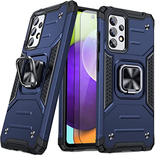 AOUIA Rugged Armor Hülle für Samsung Galaxy A52 4G/ 5G / A52S 5G mit 2*Panzerglas Schutzfolie, 360 Grad Ständer Stoßfest Kratzfest Schutzhülle Handyhülle für Samsung A52/A52s 5G, Blau von AOUIA