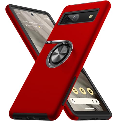 AOUIA für Google Pixel 7A Hülle, Pixel 7A Hülle mit 360° Unsichtbarem Magnetisch Ring Ständer, Stoßfest + Anti-Kratzfest Handyhülle Kompatibel Google Pixel 7A Hülle (Rot) von AOUIA