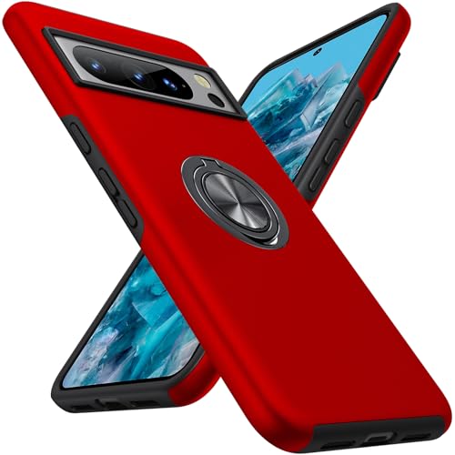 AOUIA für Google Pixel 8 Pro Hülle, Kratzfest und Fallfestigkeit Stoßfest mit Pixel 8 Pro Hülle, mit Unsichtbarem Ringhalter Ständer Handyhülle für Google Pixel 8 Pro, Rot von AOUIA