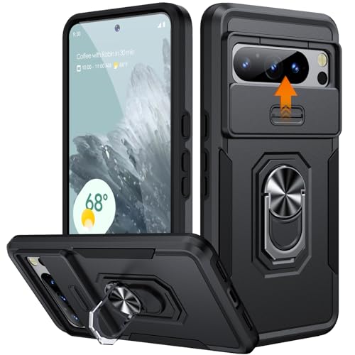 AOUIA für Google Pixel 8 Pro Hülle, Pixel 8 Pro Hülle [Stoßfest][Kratzfest] mit 360° Magnetischer Drehbarer Ständer, Kameraschutz Hülle für Google Pixel 8 Pro 6.7 Zoll (Schwarz) von AOUIA