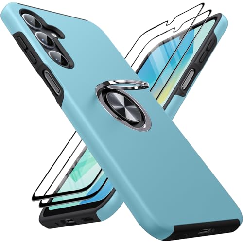 AOUIA für Samsung Galaxy A16 Hülle, Galaxy A16 5G Hülle mit 2 Stück Schutzfolie, [360 ° Drehbare Ständer] [Sturzschutz], Stoßfestes Hülle für Samsung Galaxy A16 5G/4G (Himmelblau) von AOUIA