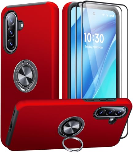 AOUIA für Samsung Galaxy A56 5G Hülle mit 2 Stück Panzerglas, Militärischer Stoßschutz Samsung A56 5G Hülle mit 360° Drehbarer Ring Kickstand Handyhülle für Samsung A56 5G, Rot AOUIA für Samsung Galaxy A56 5G Hülle mit 2 Stück Panzerglas, Militärischer Stoßschutz Samsung A56 5G Hülle mit 360° Drehbarer Ring Kickstand Handyhülle für Samsung A56 5G, Rot von AOUIA
