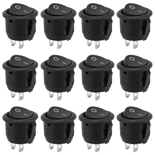 12pcs Schalter 12v Kippschalter Schalter Kippschalter 12v/10A Wippschalter 12 Volt Schalter Kippschalter 2 Polig Ein Aus Schalter 12 Volt für Switch Taster Modellbau Auto Boot Kfz Haushaltsgeräte von AOUZOVLI