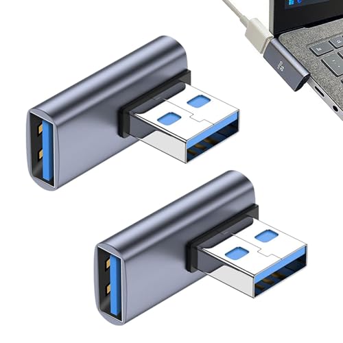 AOUZOVLI 2 Stück USB Winkelstecker 90 Grad USB Winkeladapter USB Winkelstecker USB 90 Grad 90 Grad Links gewinkelt auf für PC Laptop Mac USB-A-Autoladegerät Powerbank und die meisten USB-Geräte von AOUZOVLI