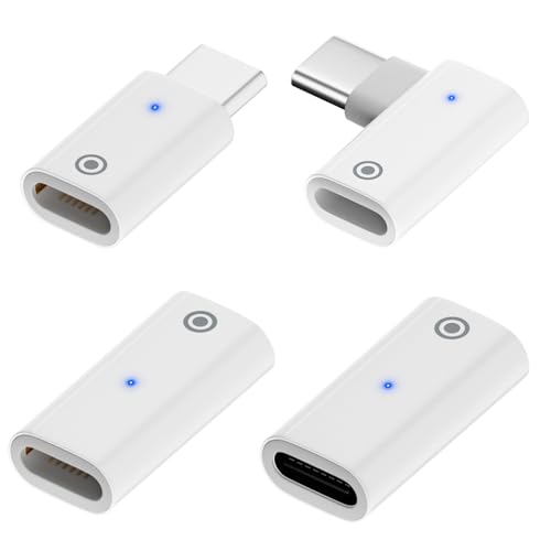 AOUZOVLI 4 Stück Pencil Adapter USB C Kompatibel mit Apple Adapter für Apple Pencil 1. Generation für Ipad 10 Generation Pencil Adapter Kompatibel mit Apple Schnelles Aufladen(Weiß) von AOUZOVLI