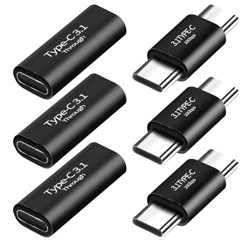 AOUZOVLI Lightning Auf USB C Adapter，USB C Kupplung，USB C Auf USB C Adapter，Adapter USB C Auf USB C，USB C Buchse，Theoretische DatenüBertragungsrate Bis Zu 10 Gbit/S，USB C Adapter（6stüCk） von AOUZOVLI