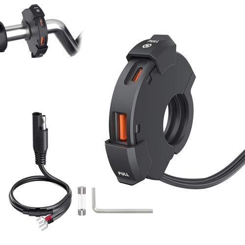 Motorrad USB Steckdose, USB Steckdose Motorrad USB Motorrad Steckdose USB Wasserdicht 48 W Qc3.0 USB-A und PD Typ-C Sind für 12 V/24 V Wohnmobile, KFZ Motorrad Yacht Und Autos Geeignet von AOUZOVLI