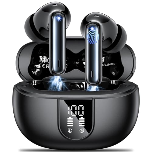 AOVOCE Bluetooth Kopfhörer,In Ear Kopfhörer Kabellose Bluetooth 5.3 mit 42H Tiefer Bass,Sportkopfhörer mit 4 Mikrofonen,Wasserdicht Kopfhörer mit ENC Lärmreduzierung,LED Anzeige,USB-C,Schwarz AOVOCE Bluetooth Kopfhörer,In Ear Kopfhörer Kabellose Bluetooth 5.3 mit 42H Tiefer Bass,Sportkopfhörer mit 4 Mikrofonen,Wasserdicht Kopfhörer mit ENC Lärmreduzierung,LED Anzeige,USB-C,Schwarz von AOVOCE