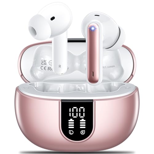 AOVOCE Bluetooth Kopfhörer,Kopfhörer Kabellos Bluetooth 5.3 Sport In-Ear Kopfhörer mit 4X ENC Mikrofonen bass-Stereo & 42h Spielzeit IPX7 wasserdicht kopfhörer LED-Akku-Anzeige,Roségold AOVOCE Bluetooth Kopfhörer,Kopfhörer Kabellos Bluetooth 5.3 Sport In-Ear Kopfhörer mit 4X ENC Mikrofonen bass-Stereo & 42h Spielzeit IPX7 wasserdicht kopfhörer LED-Akku-Anzeige,Roségold von AOVOCE