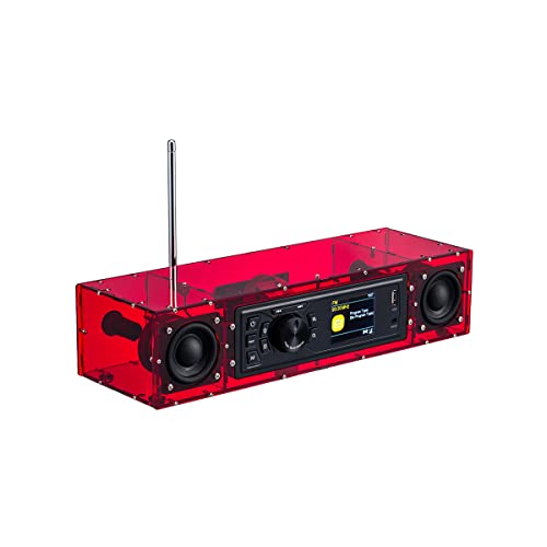 AOVOTO ALK103 FM/DAB Radio Do It Yourself (DIY) Kits mit Acrylgehäuse, DIY DAB+/FM Sets mit Weckmodus & TFT-Display & Stereo-Soundbox (rot) von AOVOTO