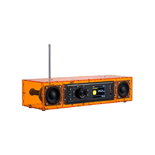 AOVOTO ALK103 FM/Dab Radio Do It Yourself (DIY) Kits with Acrylic Shell, DIY Dab+/FM Sets with Alarm Mode & LCD Display & stero Sound(Orange) von AOVOTO