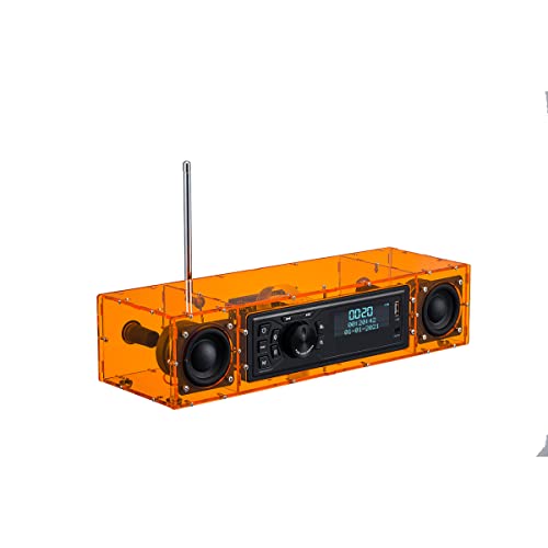 AOVOTO ALK103-LCD FM/DAB Radio Do It Yourself (DIY) Kits mit Acrylgehäuse, DIY DAB+/FM Sets mit Weckmodus & LCD-Display & Stereo-Soundbox (Orange) von AOVOTO