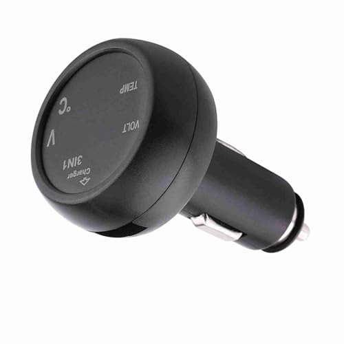 3 in 1 Doppel-LED-Digitalanzeigevoltmeter-Thermometer-Auto-LKW Leichter, USB-Auto-Ladegerät mit Zigarettenadapter, 12V-24 V Fahrzeugzubehör (Blaurot) von AOWINHIT