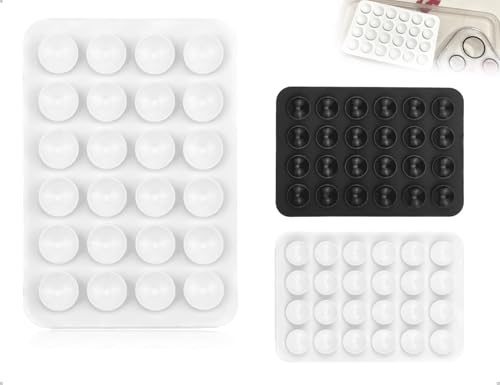 AOYEGIC 2 Stück Saugnäpfe für Handy,Silikon Noppen Handyhülle Halterung,Langlebig rutschfest Rückseite Saugnapfhalter,verwendet für Glatte Oberfläche(Weiß und Schwarz) von AOYEGIC
