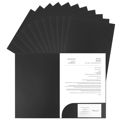 APACALI 20 Stück Präsentationsmappe A4, Kraftpapier Dokumentenmappe Mit Visitenkartenschlitz, Sammelmappe Unterschriftsmappe Aus Pappe für Dateien, Berichte, Schwarz von APACALI