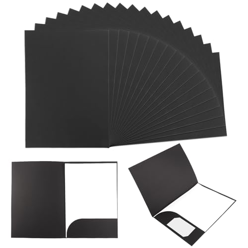APACALI 20 Stück Präsentationsmappe A4, Kraftpapier Dokumentenmappe Mit Visitenkartenschlitz, Sammelmappe Unterschriftsmappe Aus Pappe Für Dateien, Berichte, Schwarz von APACALI