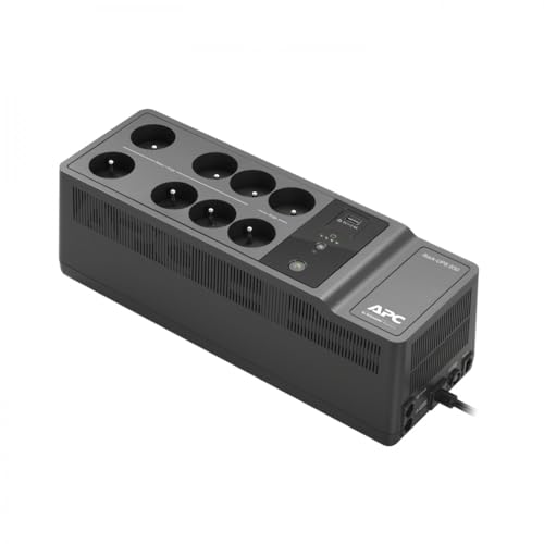 APC Back-UPS Essential BE650G2-FR – Überspannungsschutz-Wechselrichter mit 650 VA Back-UPS (8 Steckdosen, Überspannungsschutz, 1 Schnellladeanschluss Typ A) von APC