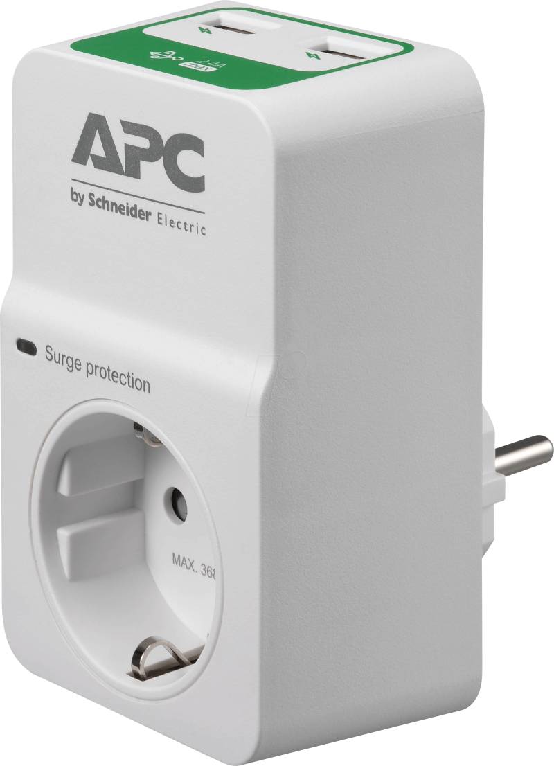 APC PM1WU2-GR - Überspannungsschutz-Steckdose, 1-fach, 2x USB, weiß von APC