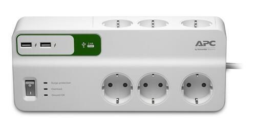 APC PM6U-GR Essential SurgeArrest 6-fach, 2 USB-Ports, 230 V von APC