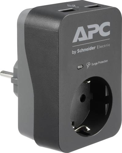 APC PME1WU2B-GR Überspannungsschutz-Zwischenstecker mit USB Schwarz von APC