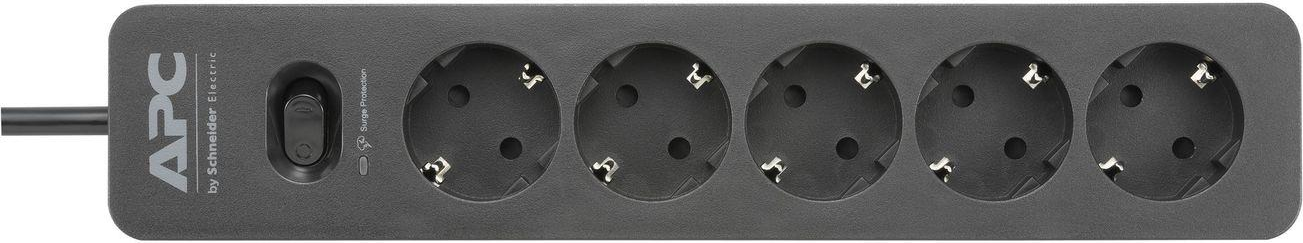 APC Essential Surgearrest PME5B - Überspannungsschutz - Wechselstrom 220/230/240 V - 2300 Watt - Ausgangsanschlüsse: 5 - 1,52 m Schnur - Deutschland - Schwarz (PME5B-GR) von APC