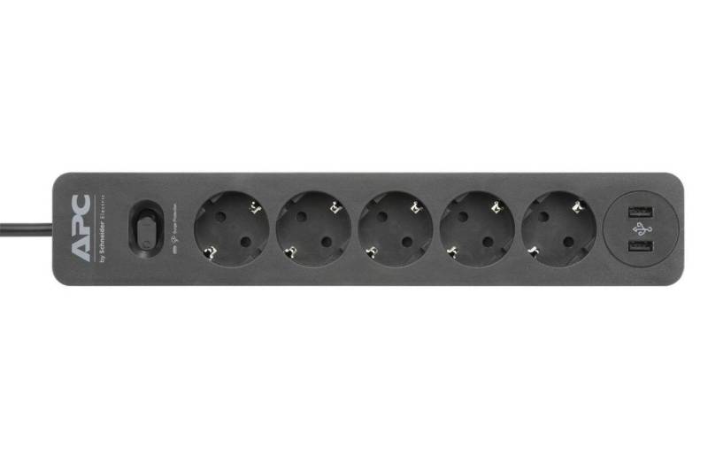 APC PME5U2B-GR Essential SurgeArrest Black 5 Ausgänge, 230 V, 2 USB-Ports von APC