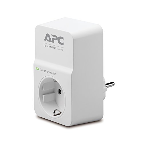 APC-Surge Protector - PM1W-GR - Steckdosenadapter mit Überspannungsschutz (1 Stecker Schuko, für PC, TV u.a. - Farbe: weiß) von APC