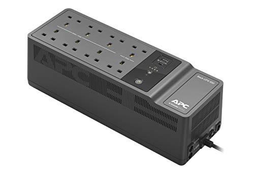 APC by Schneider Electric BACK-UPS ES - BE850G2-UK - Unterbrechungsfreie Stromversorgung 850VA (8 Ausgänge, Überspannungsschutz, 2 USB-Ladeanschlüsse), Schwarz, 1 Stück von APC