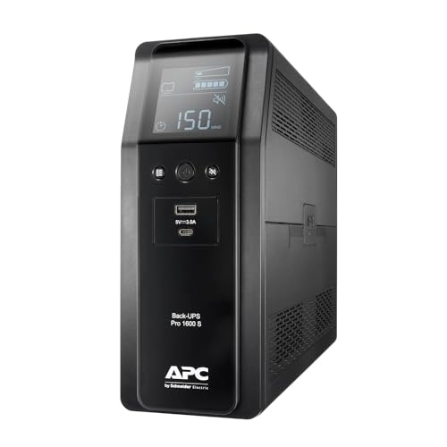 APC by Schneider Electric Back UPS PRO - BR1600SI - USV 1600VA (8 IEC Ausgänge, Multifunktionsdisplay, rein sinusförmiges Ausgangsignal) von APC