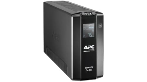 APC by Schneider Electric Back UPS PRO - BR650MI - UPS 650VA Leistung - MI modell (6 IEC Outlets, IEC - Kaltgeräte Ausgänge, LCD interface, 1GB Dataline protection) von APC by Schneider Electric