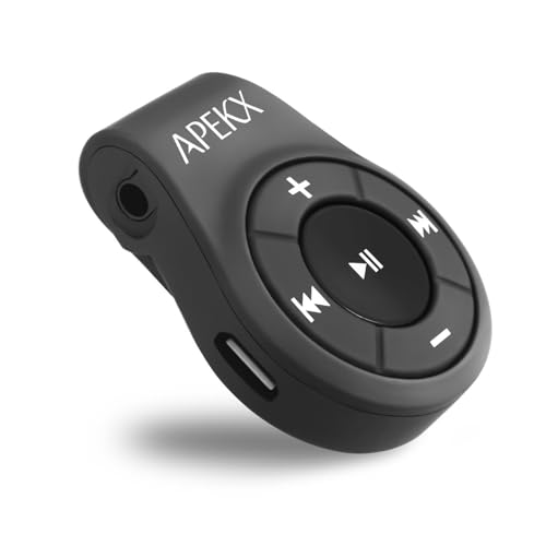 APEKX Clip Bluetooth Audio Adapter für Kopfhörer, Headset, Lautsprecher, Wireless Receiver mit Mikrofon für Freisprechanruf und Musik von APEKX