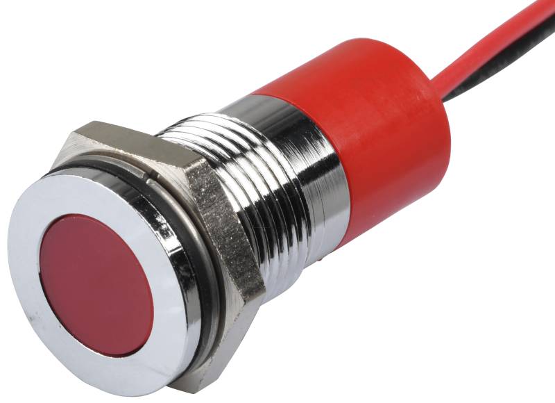 APM Q14F3C R12E - LED-Signalleuchte, rot, 12 V, Ø 14 mm, bündig, bedrahtet von APEM