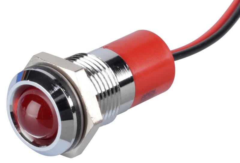 APM Q14P3C R24E - LED-Signalleuchte, rot, 24 V, Ø 14 mm, vorstehend, bedrahtet von APEM