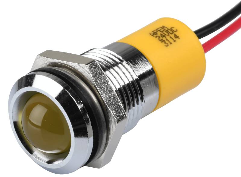 APM Q14P3C Y24E - LED-Signalleuchte, gelb, 24 V, Ø 14 mm, vorstehend, bedrahtet von APEM