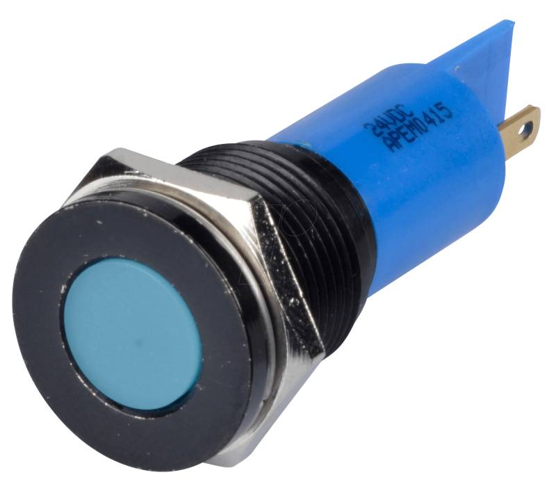 APM Q16F1B B24E - LED-Signalleuchte, blau, 24 V, Ø 16 mm, bündig, FASTON von APEM
