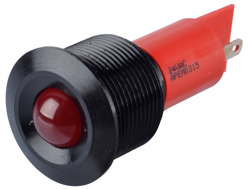 APM Q19P1B R24AE - LED-Signalleuchte, rot, 24 V, Ø 19 mm, vorstehend, FASTON von APEM