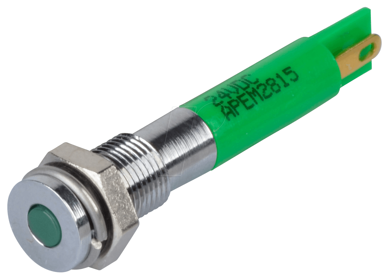 APM Q6P1C G24E - LED-Signalleuchte, grün, 24 V, Ø 6 mm, vorstehend, FASTON von APEM