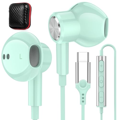 APETOO USB-C-Kopfhörer für iPhone 15 Plus, iPad 10, Pixel 7a 6a 6 5, magnetische USB-Typ-C-Kopfhörer, kabelgebundene In-Ear-Kopfhörer mit Mikrofon, Lautstärkeregler für Samsung S24 Ultra S23 S22 S21 von APETOO