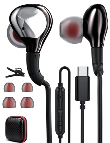 APETOO USB-Typ-C-Kopfhörer, HiFi-Stereo, DAC, USB-C-Ohrhörer, kabelgebundenes Headset, In-Ear-Kopfhörer mit Mikrofon, Lautstärkeregler für Samsung S23, S22, S21, A54, A53, Z, Flip Fold Pixel 7a, 6a, von APETOO
