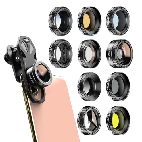 APEXEL 11 in 1 Cell Phone Lens Kit, 140° Wide Angle Lens and Macro Lens + 205° Fisheye Lens/CPL/ND32/Kaleidoscope 3/CPL/Level Color Lens, Compatible with Most Smartphones APEXEL 11 in 1 Cell Phone Lens Kit, 140° Wide Angle Lens and Macro Lens + 205° Fisheye Lens/CPL/ND32/Kaleidoscope 3/CPL/Level Color Lens, Compatible with Most Smartphones von APEXEL