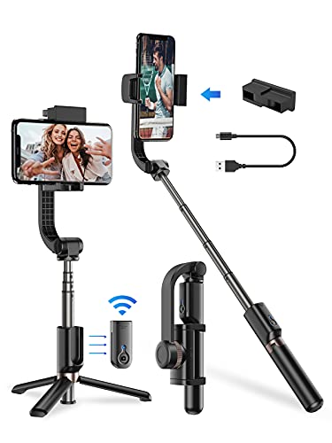 APEXEL Handy Gimbal Bluetooth Selfie Stick mit Stativ und Fernauslöser - Handy Stabilisator für iPhone 13/12/11/XS/X, Samsung Galaxy S/Z/Note,Google Pixel 6/5 von APEXEL
