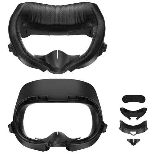 APEXINNO Verstellbare Headset-Einlage für Meta Quest 3, Extra Groß, mit Tasten zur Tiefeneinstellung, Lichtblocker Nasenschutz, PU-Gesichtspolster, Facial Interface Zubehör für Oculus Quest 3 von APEXINNO