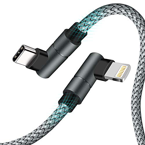 USB C auf Lightning-Kabel, 1,8 m, Apple MFi zertifiziert, PD, schnelles Ladekabel, 90 Grad, Typ C, kompatibel mit iPhone 12/12 Mini/12 Pro/11 Pro Max/X/XS/XR/8, iPad 8. Generation (grau) von APFEN
