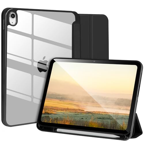 Hülle kompatibel mit iPad 10. Gen 2022 10.9’‘,stoßfeste durchsichtige Hartschalenhülle mit Stifthalter,Tablet-Hülle für iPad 10. Gen 10.9’’ mit automatischem Wake/Sleep,Schwarz von APHBZGE