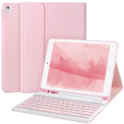 Tastatur Hülle für iPad 9/8/7. Gen10.2 Zoll,Hülle mit Tastatur für iPad 10.2,Tastatur für iPad 9. Gen,Abnehmbare Bluetooth-Tastatur für iPad 10.2, iPad Tastatur Hülle 9. Gen mit Stifthalter,Pink von APHBZGE