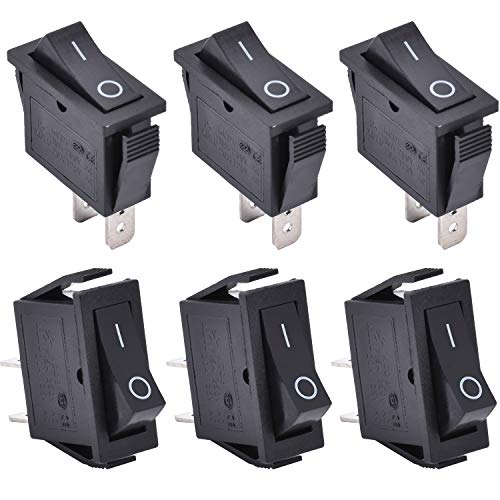APIELE 6 Stücke Kippschalter, 2 Position EIN-Aus mit SPST 2 Pins Wippschalter,250V 16A Taste Rocker Kippschalter Für Häuser, Industrie,DIY KCD3-101(EIN-Aus Schwarz) von APIELE