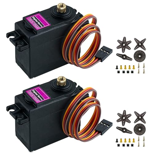 APKLVSR 2 Stück Servo Digital Metal,13KG Servomotor Hoch Geschwindigkeit Drehmoment für RC Flugzeug Hubschrauber,RC Servo 180° für Roboter Arm,RC Auto Boot APKLVSR 2 Stück Servo Digital Metal,13KG Servomotor Hoch Geschwindigkeit Drehmoment für RC Flugzeug Hubschrauber,RC Servo 180° für Roboter Arm,RC Auto Boot von APKLVSR